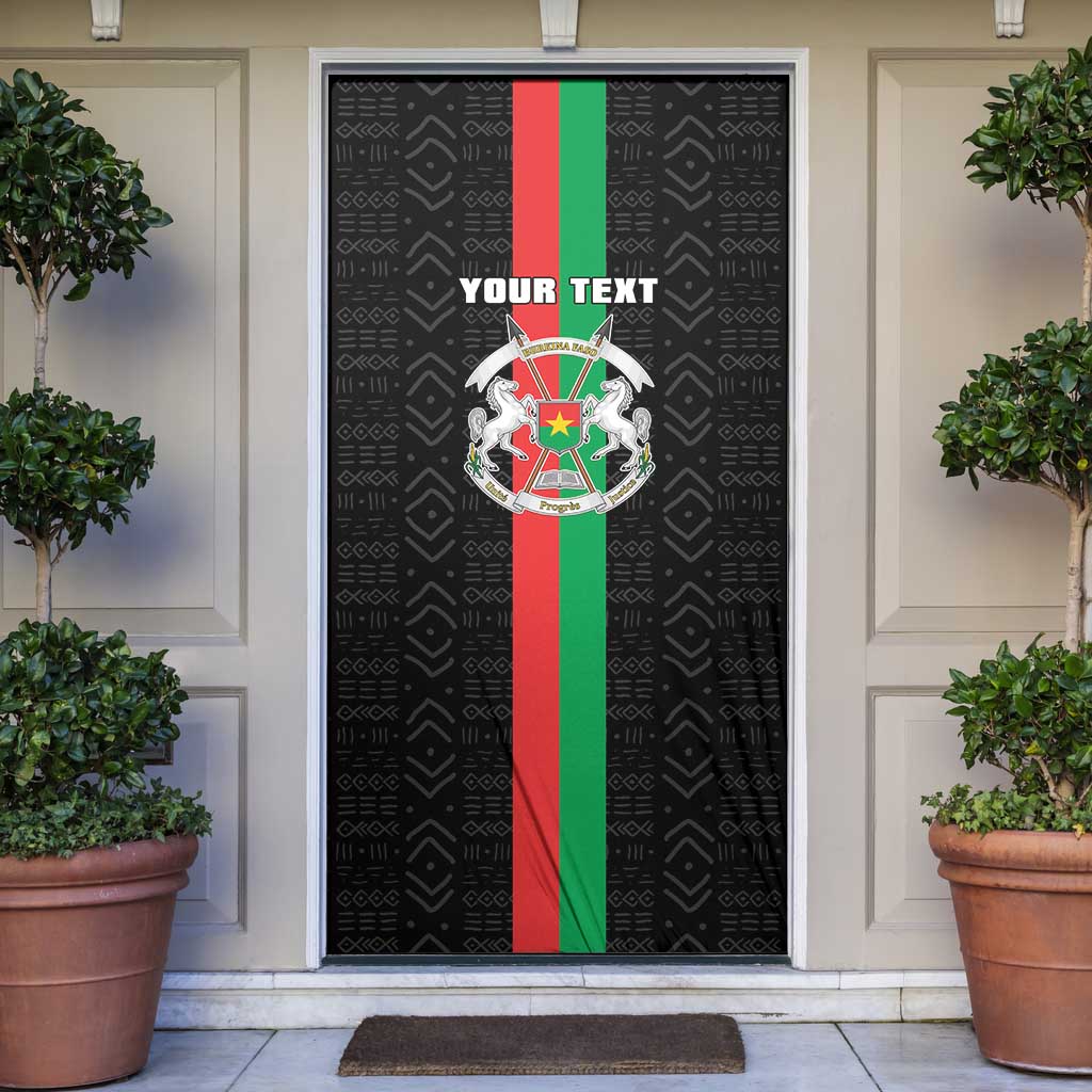 Personalized Burkina Faso Striped Door Cover African Mud Cloth Pattern - Black - Wonder Print Shop
