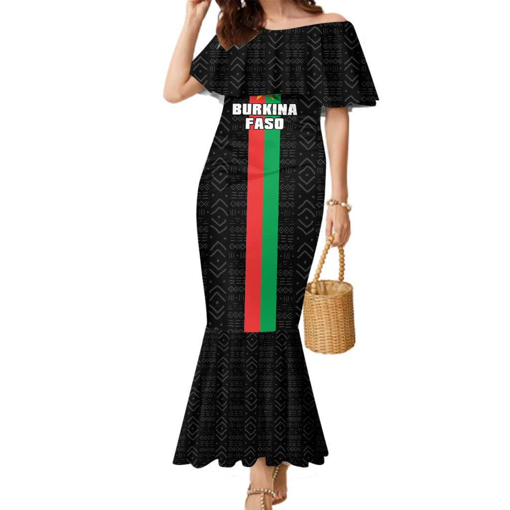Personalized Burkina Faso Striped Family Matching Mermaid Dress and Hawaiian Shirt African Mud Cloth Pattern - Black - Wonder Print Shop