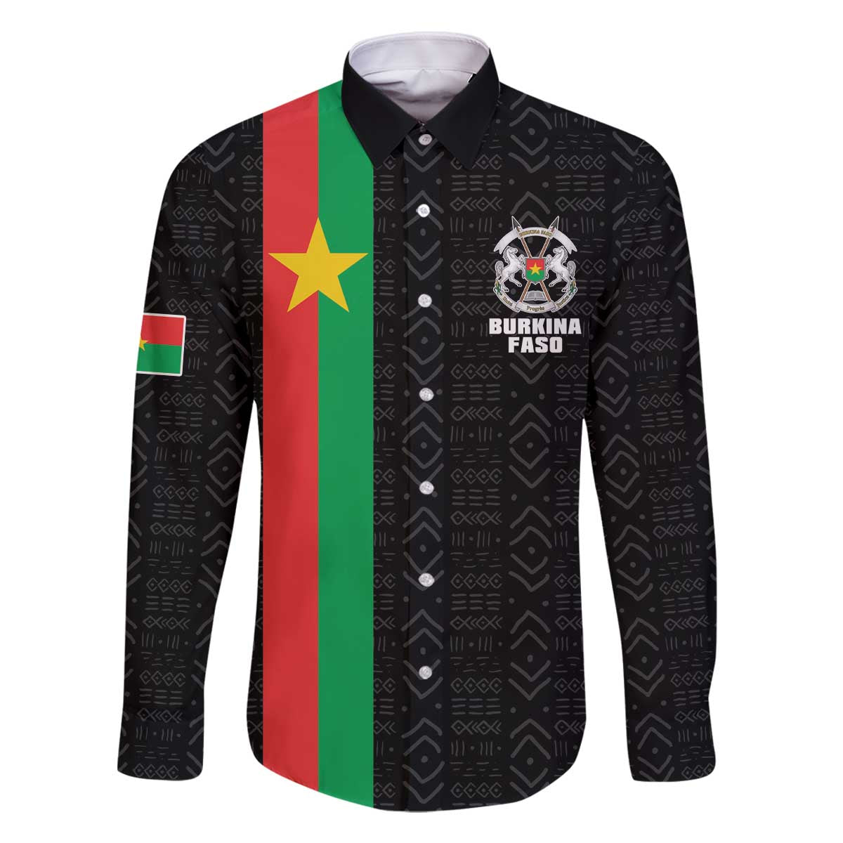 Personalized Burkina Faso Striped Family Matching Off The Shoulder Long Sleeve Dress and Hawaiian Shirt African Mud Cloth Pattern - Black - Wonder Print Shop