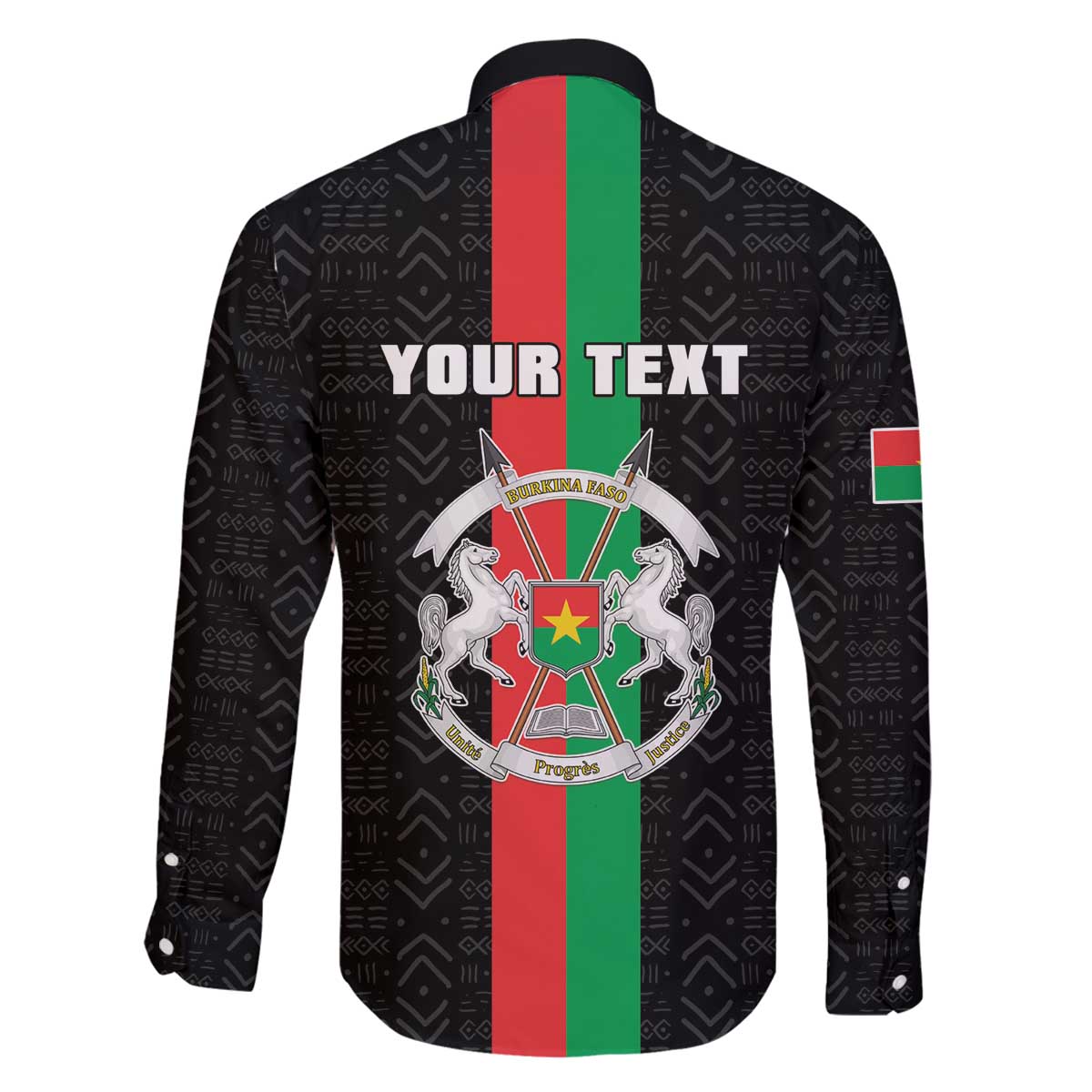 Personalized Burkina Faso Striped Family Matching Off The Shoulder Long Sleeve Dress and Hawaiian Shirt African Mud Cloth Pattern - Black - Wonder Print Shop