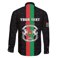 Personalized Burkina Faso Striped Family Matching Off The Shoulder Long Sleeve Dress and Hawaiian Shirt African Mud Cloth Pattern - Black - Wonder Print Shop