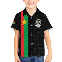 Personalized Burkina Faso Striped Family Matching Off The Shoulder Long Sleeve Dress and Hawaiian Shirt African Mud Cloth Pattern - Black - Wonder Print Shop