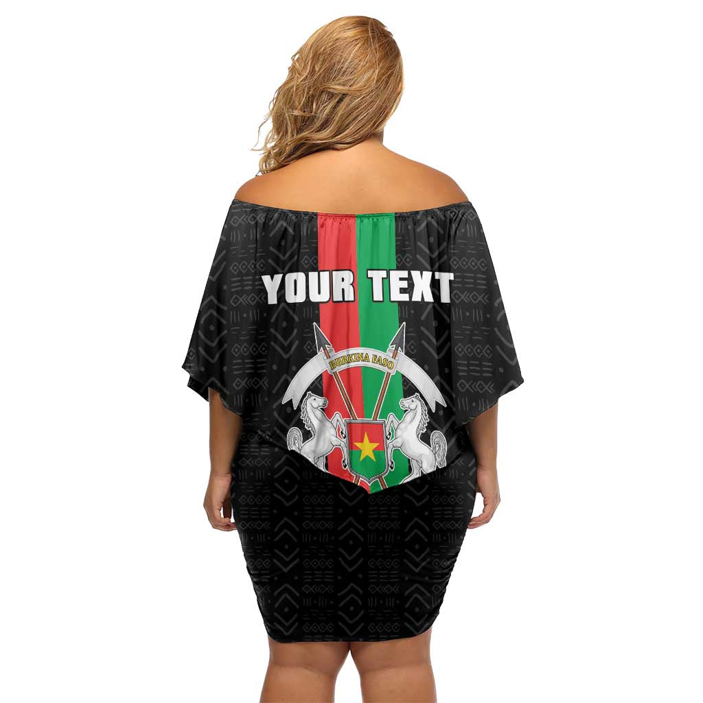 Personalized Burkina Faso Striped Family Matching Off Shoulder Short Dress and Hawaiian Shirt African Mud Cloth Pattern - Black - Wonder Print Shop