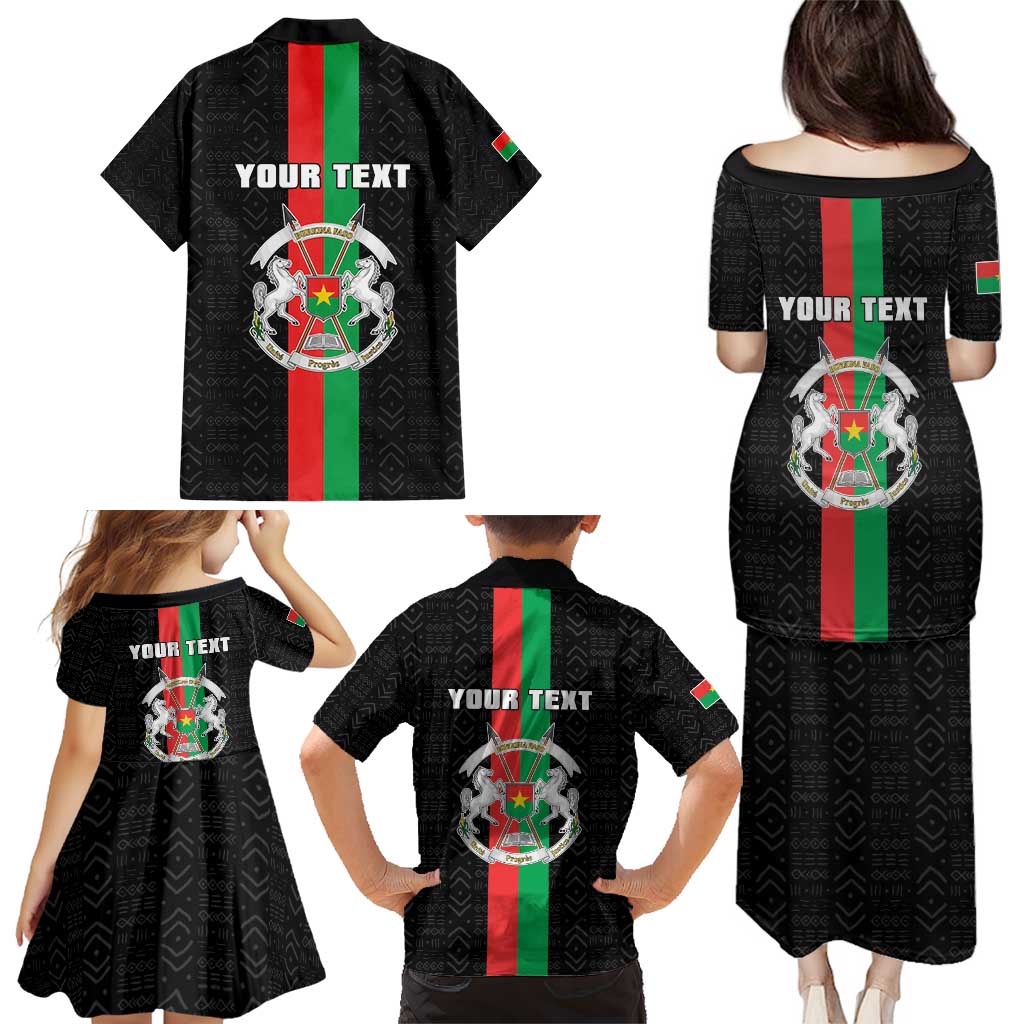 Personalized Burkina Faso Striped Family Matching Puletasi and Hawaiian Shirt African Mud Cloth Pattern - Black - Wonder Print Shop