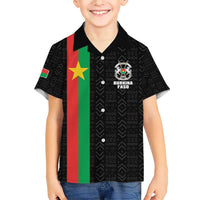 Personalized Burkina Faso Striped Family Matching Short Sleeve Bodycon Dress and Hawaiian Shirt African Mud Cloth Pattern - Black - Wonder Print Shop