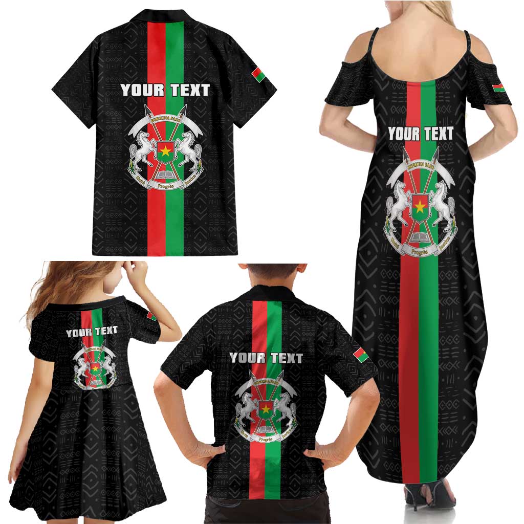 Personalized Burkina Faso Striped Family Matching Summer Maxi Dress and Hawaiian Shirt African Mud Cloth Pattern - Black - Wonder Print Shop