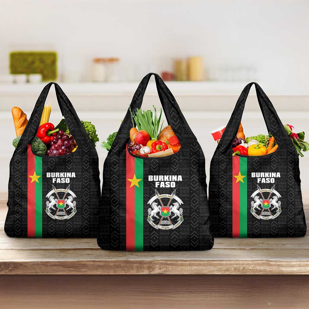 Burkina Faso Striped Grocery Bag African Mud Cloth Pattern - Black - Wonder Print Shop