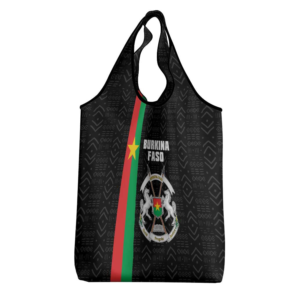 Burkina Faso Striped Grocery Bag African Mud Cloth Pattern - Black - Wonder Print Shop