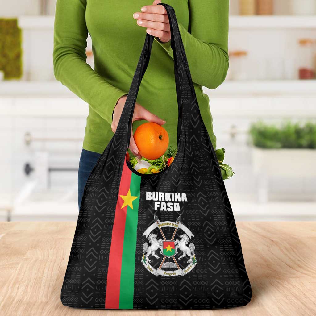 Burkina Faso Striped Grocery Bag African Mud Cloth Pattern - Black - Wonder Print Shop