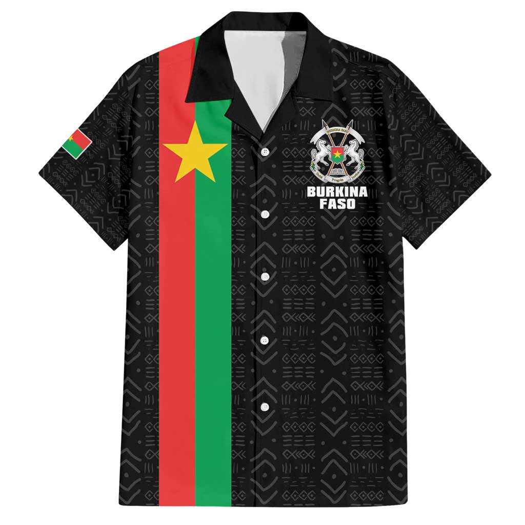 Personalized Burkina Faso Striped Hawaiian Shirt African Mud Cloth Pattern - Black - Wonder Print Shop