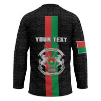 Personalized Burkina Faso Striped Hockey Jersey African Mud Cloth Pattern - Black - Wonder Print Shop
