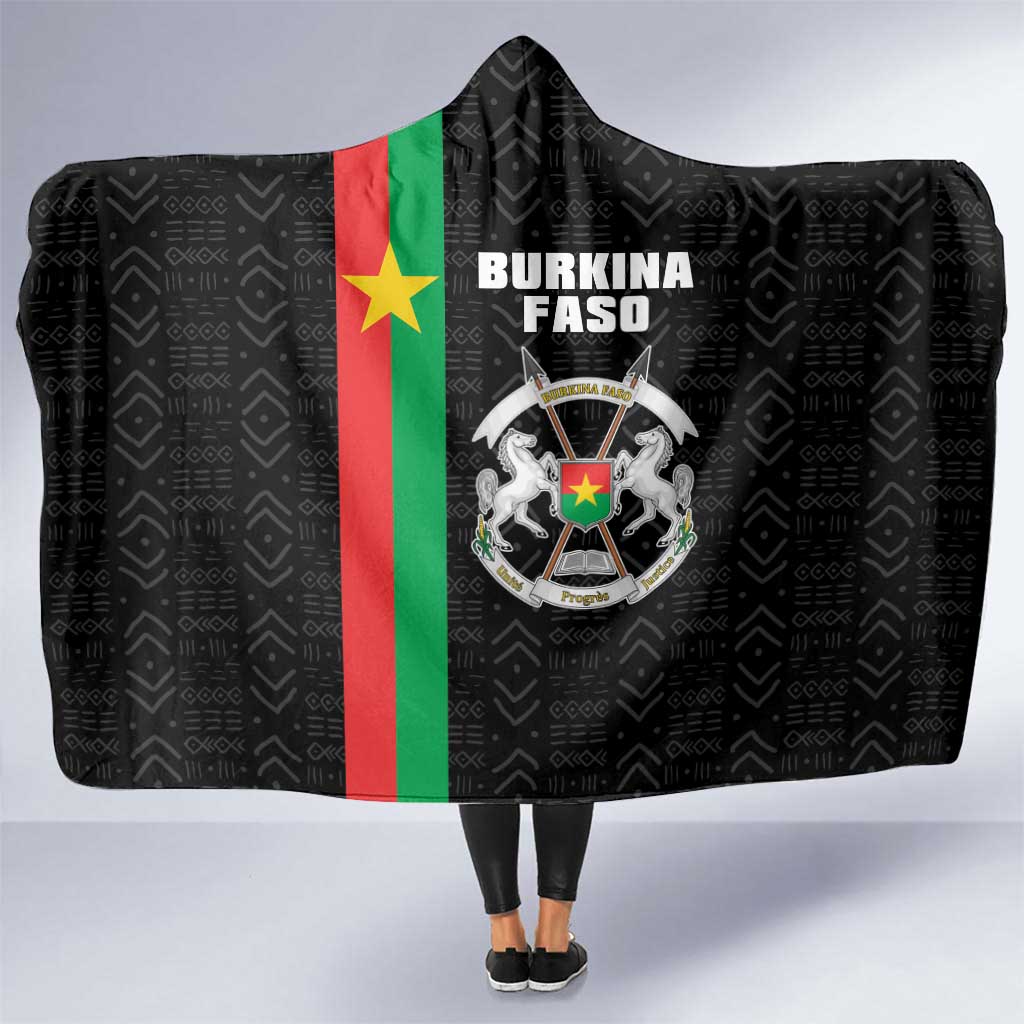 Burkina Faso Striped Hooded Blanket African Mud Cloth Pattern - Black - Wonder Print Shop