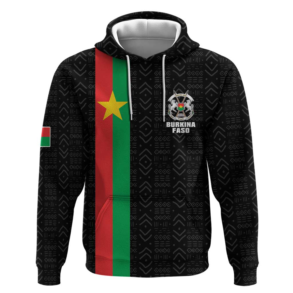 Personalized Burkina Faso Striped Hoodie African Mud Cloth Pattern - Black - Wonder Print Shop