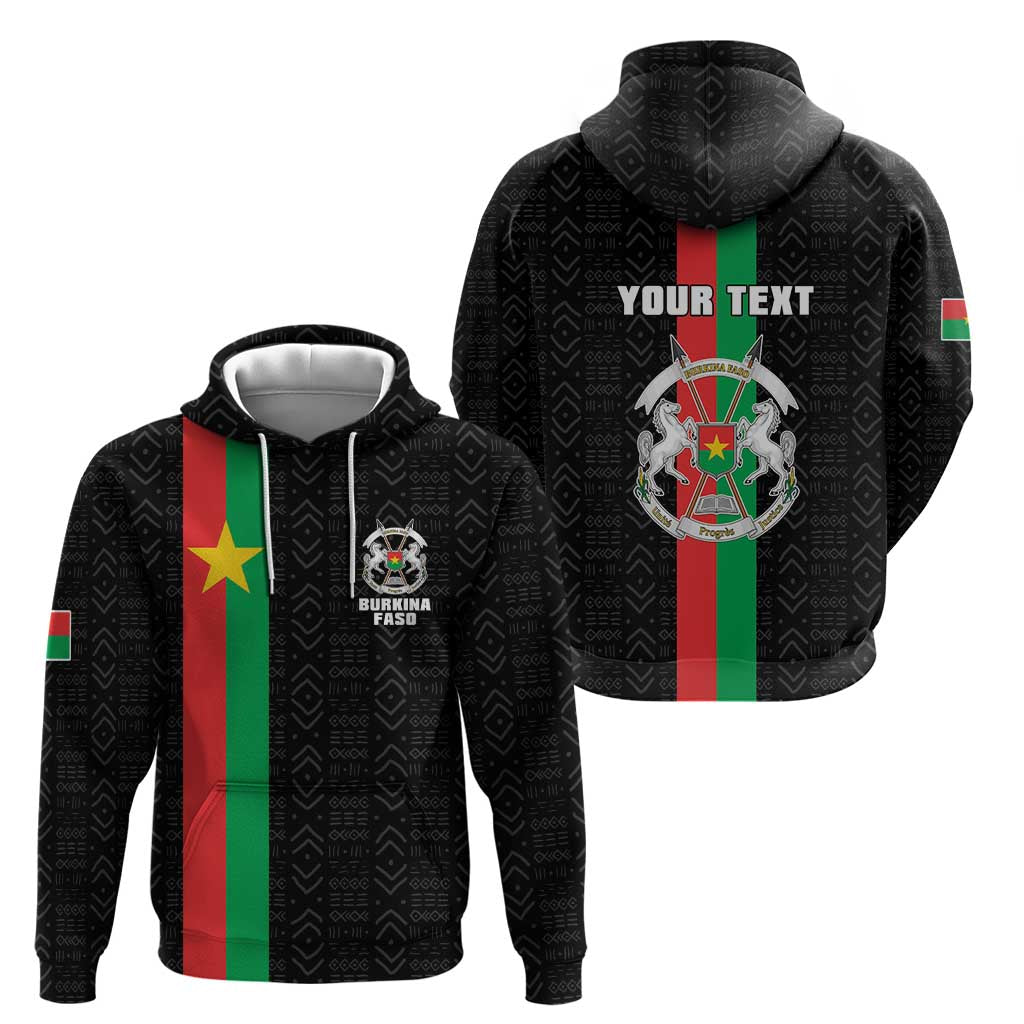 Personalized Burkina Faso Striped Hoodie African Mud Cloth Pattern - Black - Wonder Print Shop