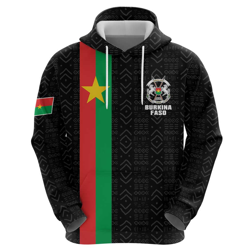 Personalized Burkina Faso Striped Hoodie African Mud Cloth Pattern - Black - Wonder Print Shop