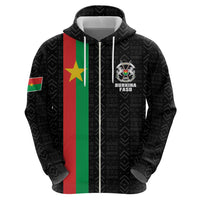 Personalized Burkina Faso Striped Hoodie African Mud Cloth Pattern - Black - Wonder Print Shop