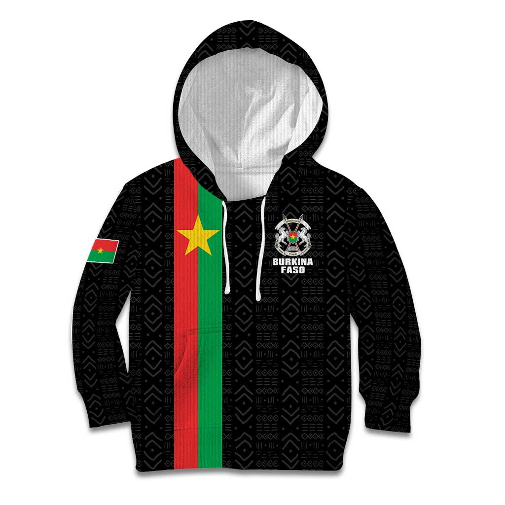 Personalized Burkina Faso Striped Kid Hoodie African Mud Cloth Pattern - Black - Wonder Print Shop
