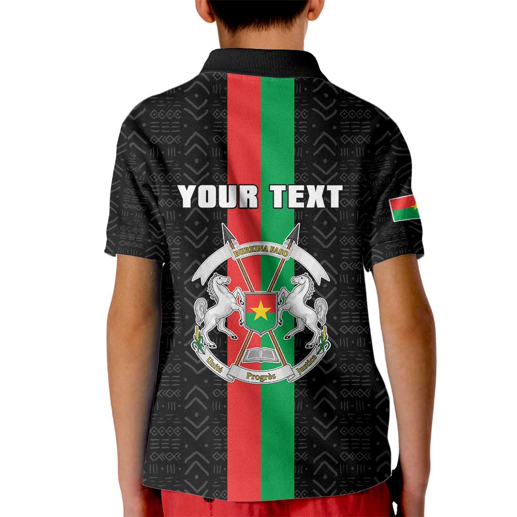 Personalized Burkina Faso Striped Kid Polo Shirt African Mud Cloth Pattern - Black - Wonder Print Shop