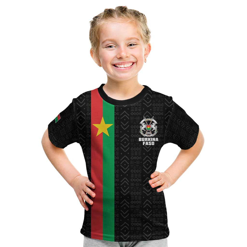 Personalized Burkina Faso Striped Kid T Shirt African Mud Cloth Pattern - Black - Wonder Print Shop