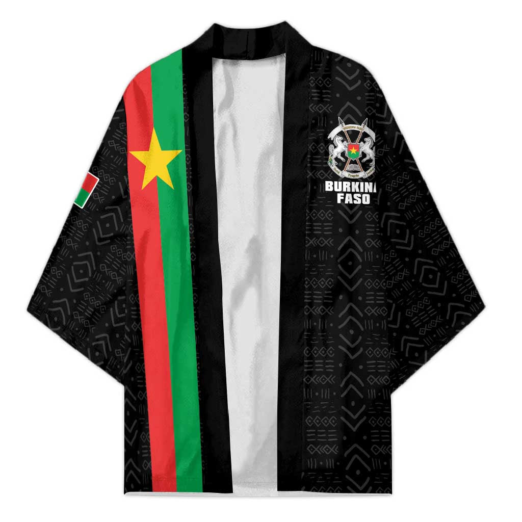 Personalized Burkina Faso Striped Kimono African Mud Cloth Pattern - Black - Wonder Print Shop