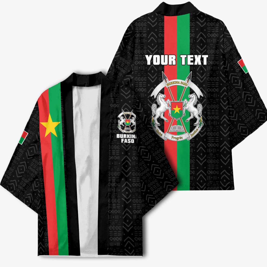 Personalized Burkina Faso Striped Kimono African Mud Cloth Pattern - Black - Wonder Print Shop