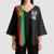 Personalized Burkina Faso Striped Kimono Sleeve Blouse African Mud Cloth Pattern - Black - Wonder Print Shop