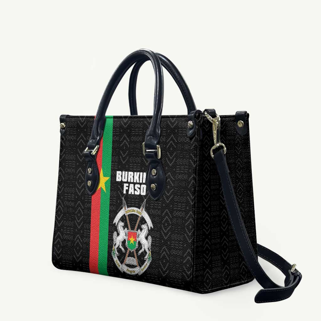 Burkina Faso Striped Leather Bag African Mud Cloth Pattern - Black - Wonder Print Shop