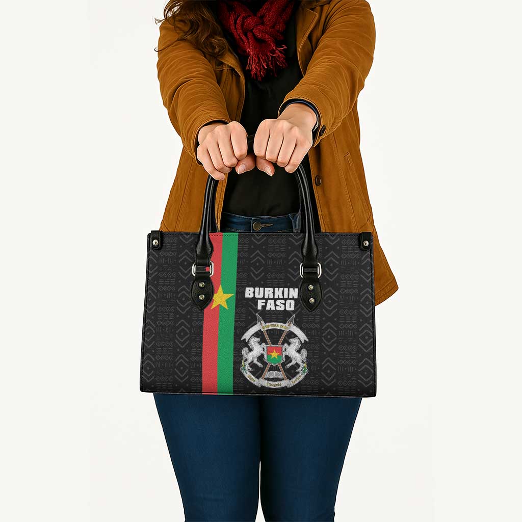 Burkina Faso Striped Leather Bag African Mud Cloth Pattern - Black - Wonder Print Shop