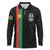 Personalized Burkina Faso Striped Long Sleeve Polo Shirt African Mud Cloth Pattern - Black - Wonder Print Shop