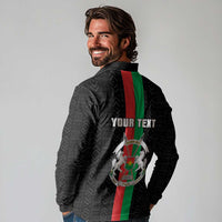 Personalized Burkina Faso Striped Long Sleeve Polo Shirt African Mud Cloth Pattern - Black - Wonder Print Shop