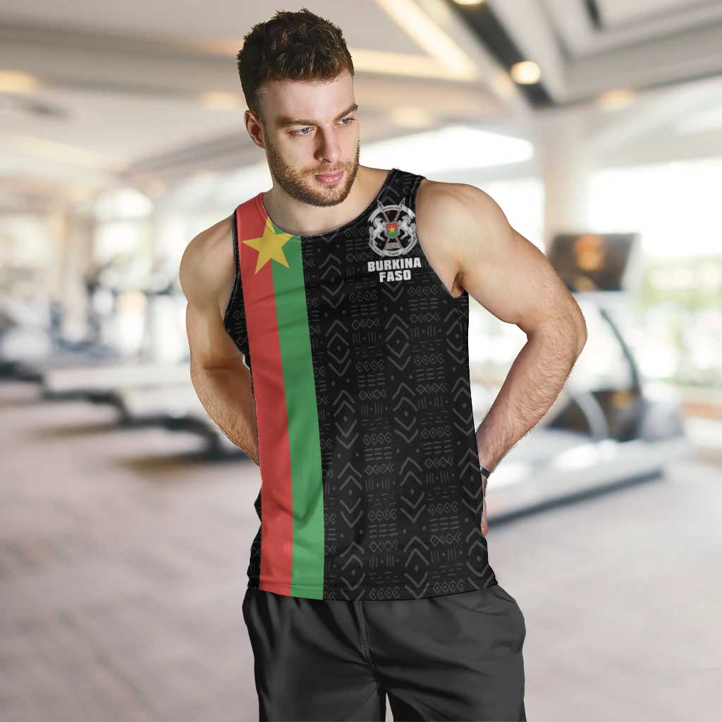 Personalized Burkina Faso Striped Men Tank Top African Mud Cloth Pattern - Black - Wonder Print Shop