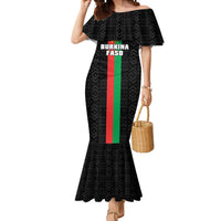 Personalized Burkina Faso Striped Mermaid Dress African Mud Cloth Pattern - Black - Wonder Print Shop