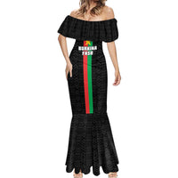 Personalized Burkina Faso Striped Mermaid Dress African Mud Cloth Pattern - Black - Wonder Print Shop