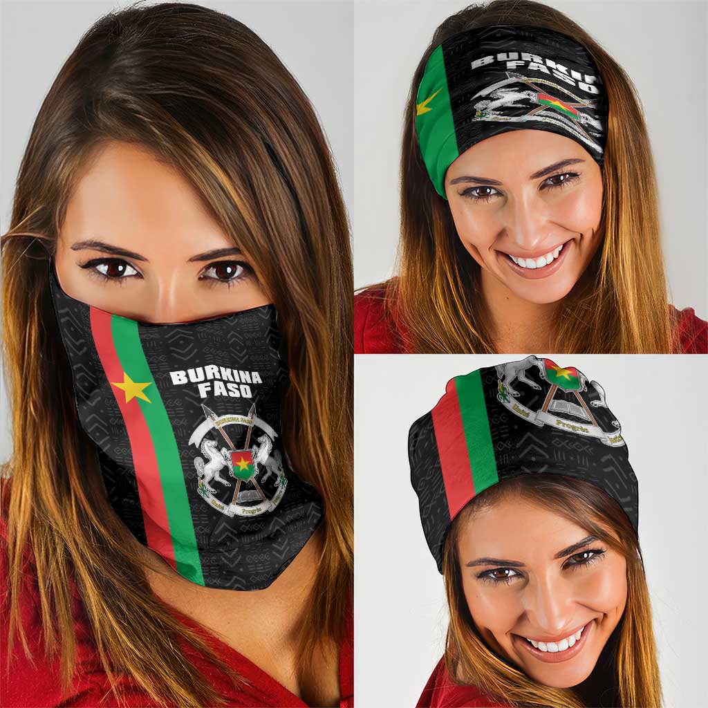 Burkina Faso Striped Neck Gaiter African Mud Cloth Pattern - Black - Wonder Print Shop