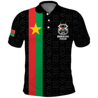 Personalized Burkina Faso Striped Polo Shirt African Mud Cloth Pattern - Black - Wonder Print Shop