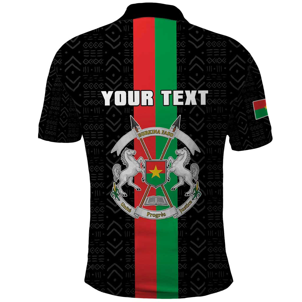 Personalized Burkina Faso Striped Polo Shirt African Mud Cloth Pattern - Black - Wonder Print Shop