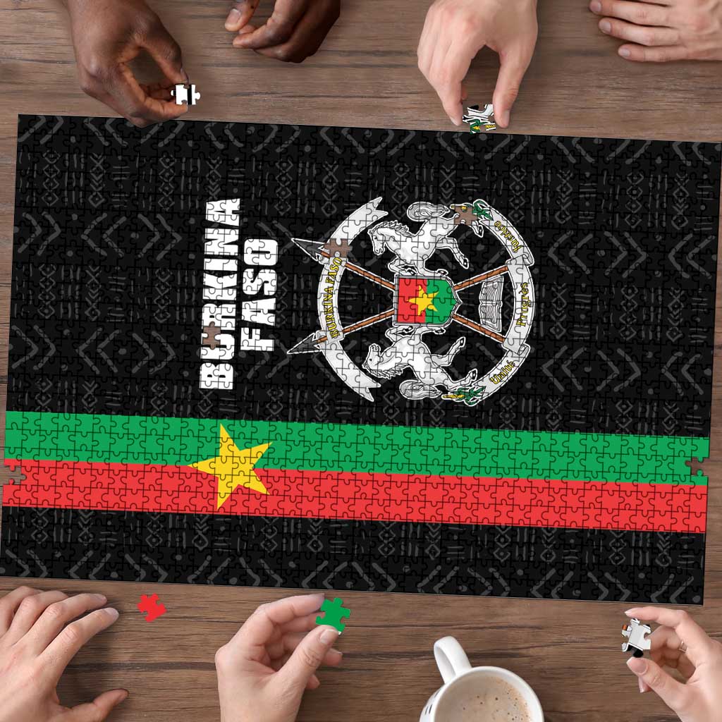 Burkina Faso Striped Puzzle African Mud Cloth Pattern - Black - Wonder Print Shop