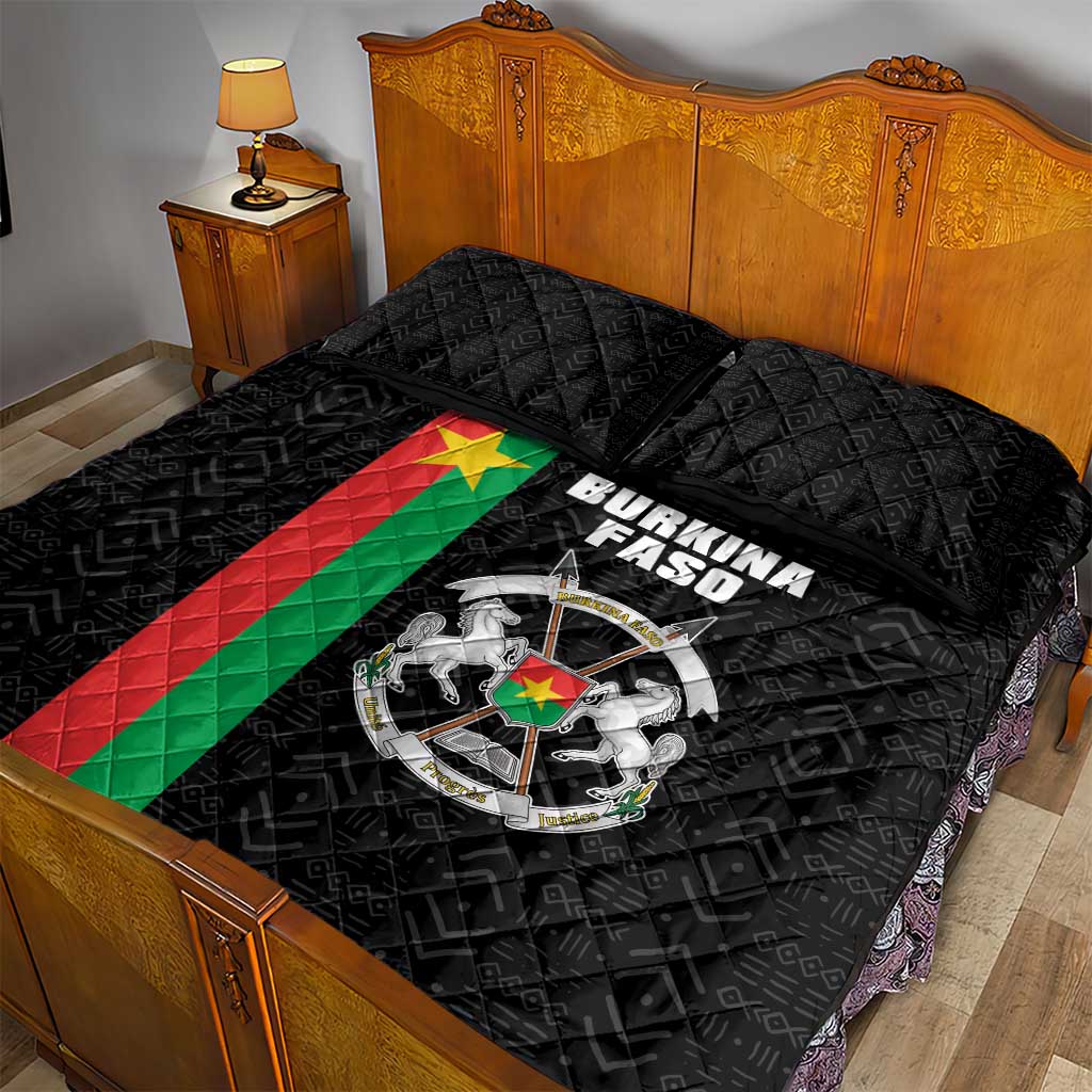 Burkina Faso Striped Quilt Bed Set African Mud Cloth Pattern - Black - Wonder Print Shop