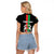 Personalized Burkina Faso Striped Raglan Cropped T Shirt African Mud Cloth Pattern - Black - Wonder Print Shop