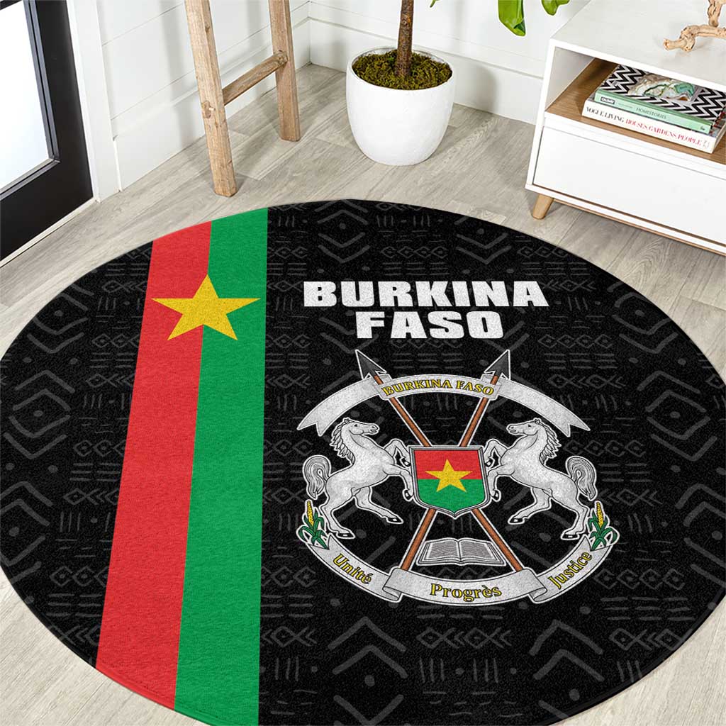 Burkina Faso Striped Round Carpet African Mud Cloth Pattern - Black - Wonder Print Shop