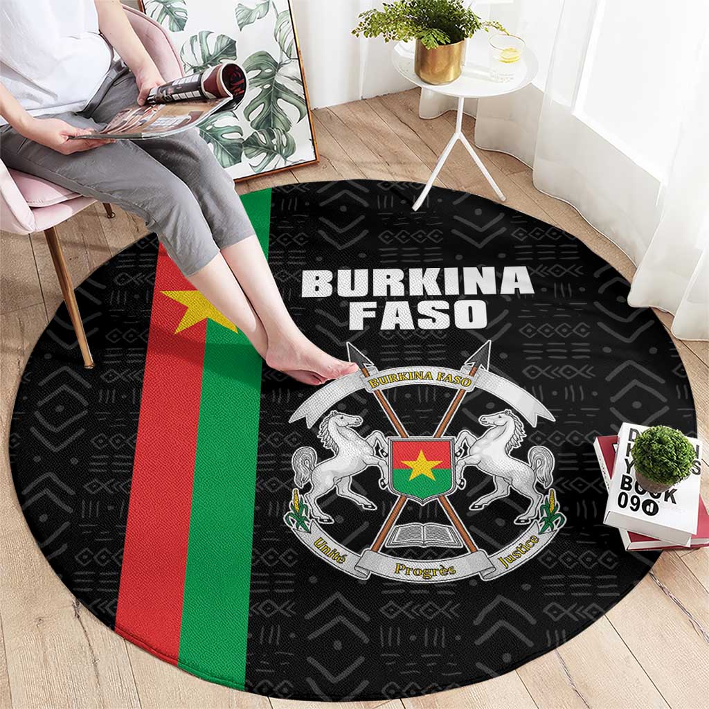 Burkina Faso Striped Round Carpet African Mud Cloth Pattern - Black - Wonder Print Shop