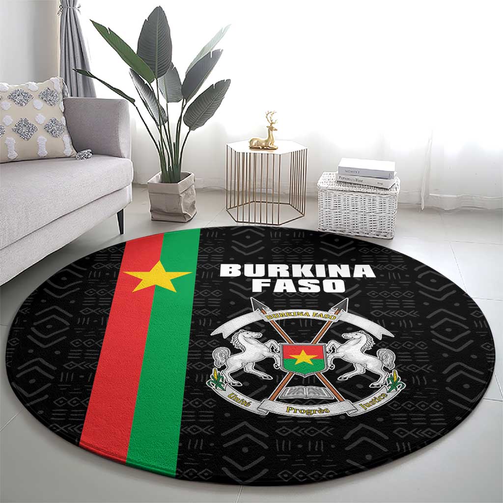 Burkina Faso Striped Round Carpet African Mud Cloth Pattern - Black - Wonder Print Shop