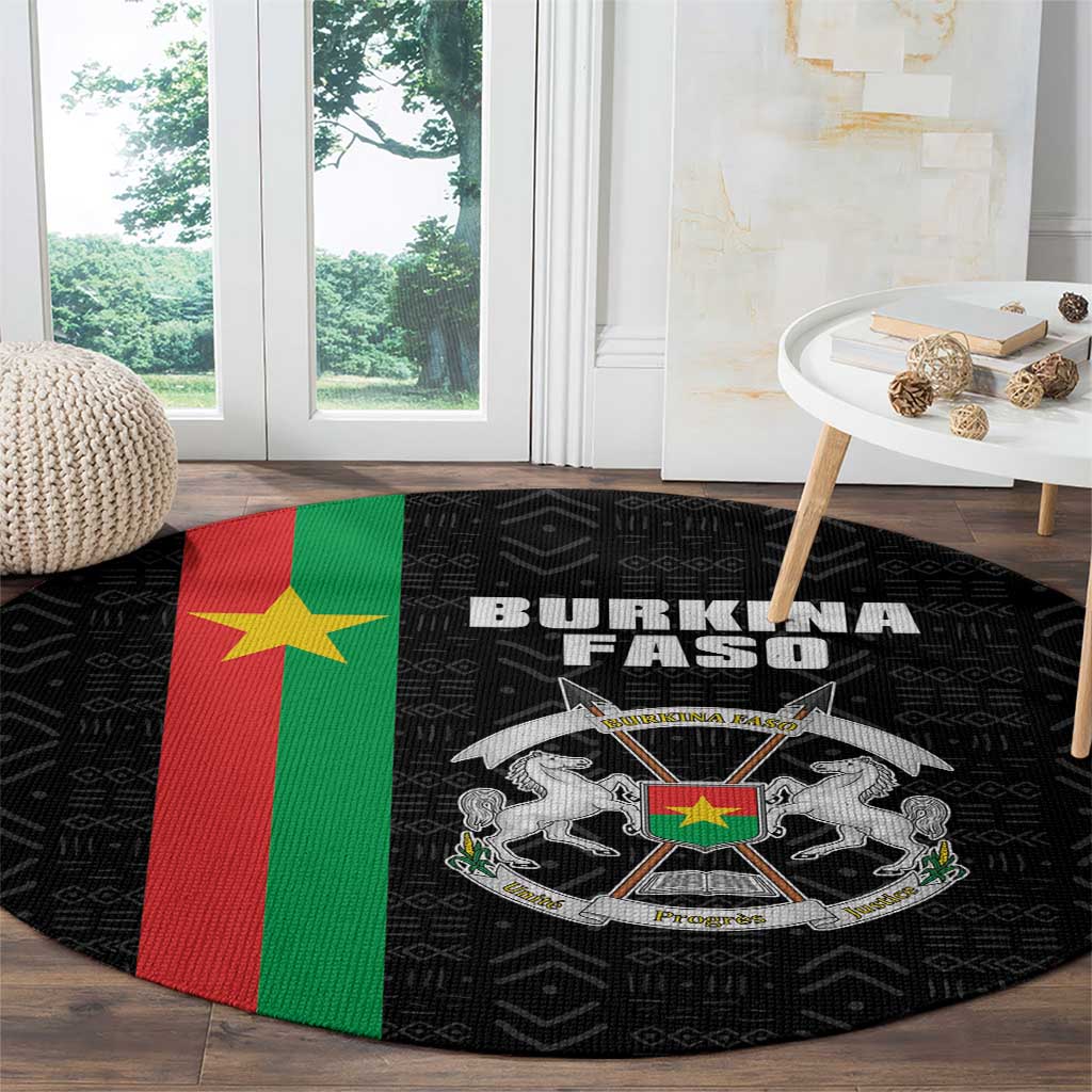 Burkina Faso Striped Round Carpet African Mud Cloth Pattern - Black - Wonder Print Shop