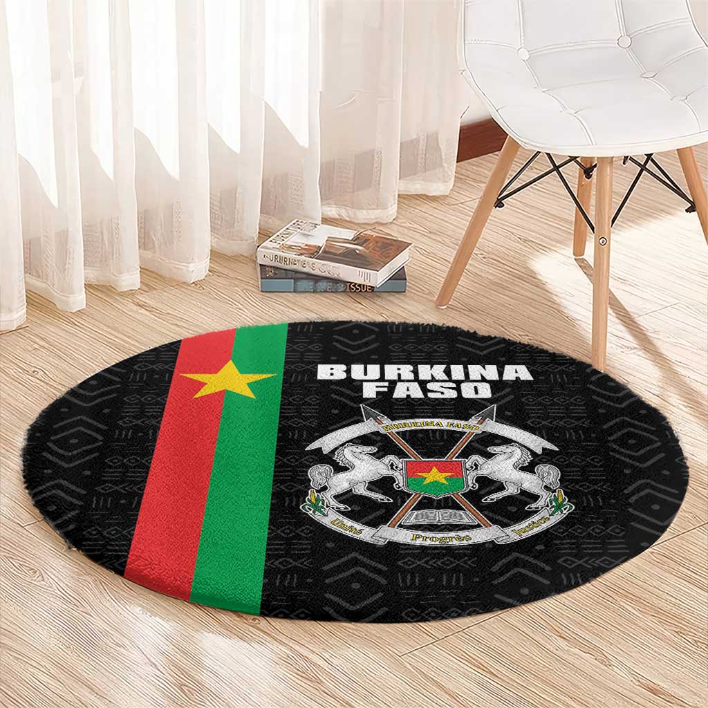 Burkina Faso Striped Round Carpet African Mud Cloth Pattern - Black - Wonder Print Shop