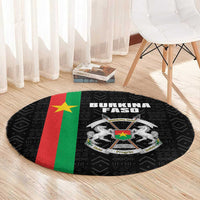 Burkina Faso Striped Round Carpet African Mud Cloth Pattern - Black - Wonder Print Shop