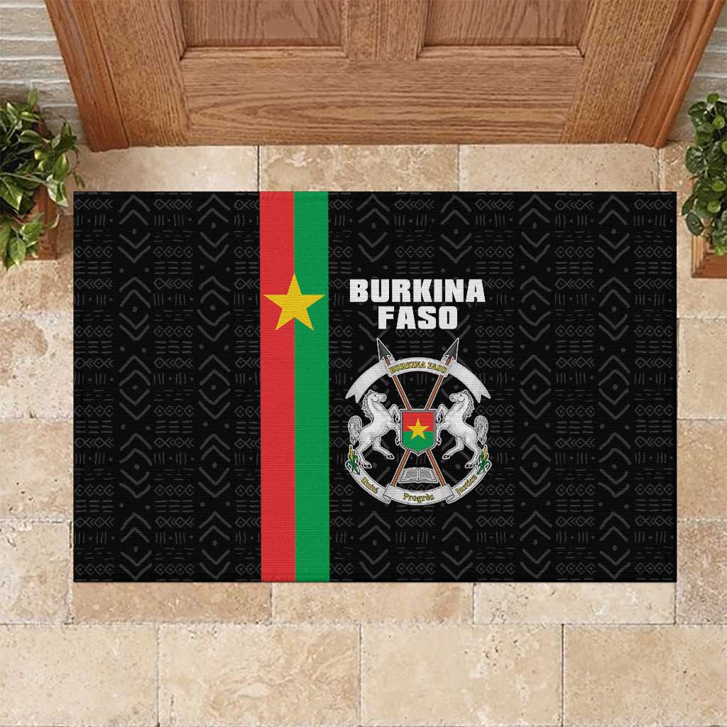 Burkina Faso Striped Rubber Doormat African Mud Cloth Pattern - Black - Wonder Print Shop