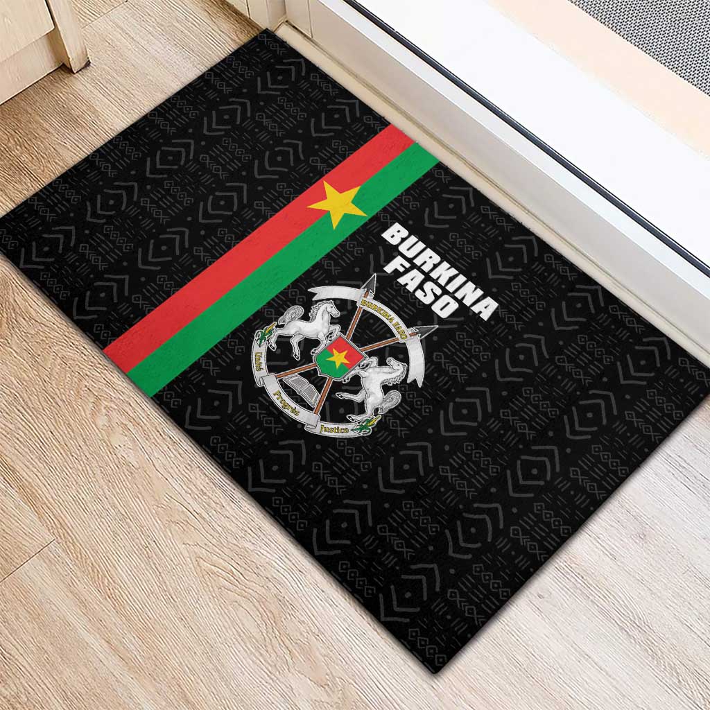 Burkina Faso Striped Rubber Doormat African Mud Cloth Pattern - Black - Wonder Print Shop