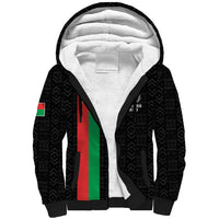 Personalized Burkina Faso Striped Sherpa Hoodie African Mud Cloth Pattern - Black - Wonder Print Shop