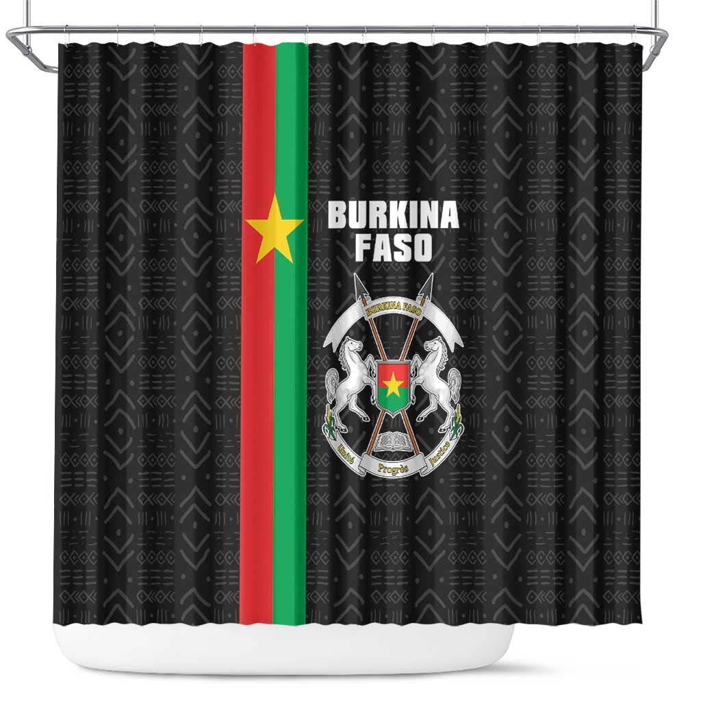 Burkina Faso Striped Shower Curtain African Mud Cloth Pattern - Black - Wonder Print Shop