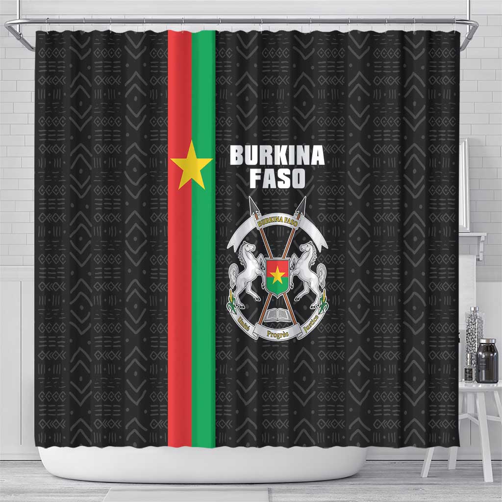 Burkina Faso Striped Shower Curtain African Mud Cloth Pattern - Black - Wonder Print Shop